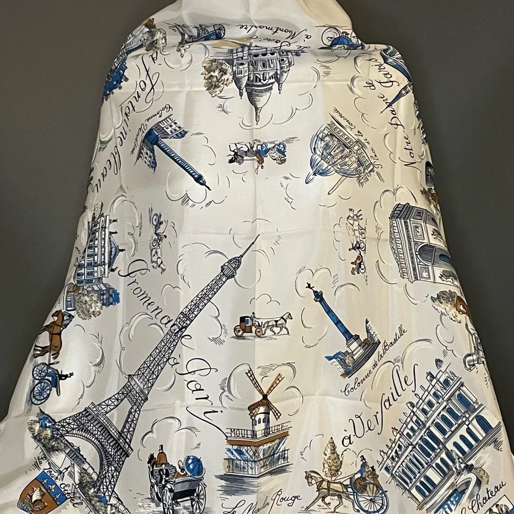 Rare Vintage Paris Souvenir Scarf Unworn Near Mint Condition 31 In - Picture 4 of 10